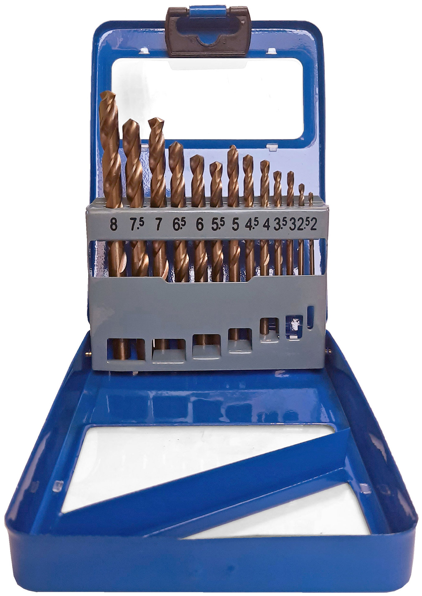 Набор сверл по металлу с кобальтом 5% в металлической коробке; 2-8 мм (через 0,5 мм), 13 шт., Cutop Profi (48-603)