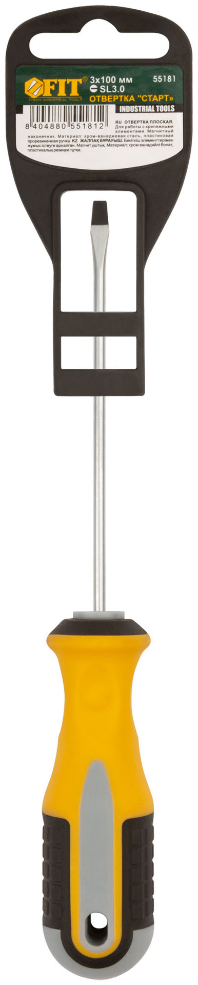 Отвертка Старт, CrV сталь, прорезиненная ручка 3х100 мм SL (55181)