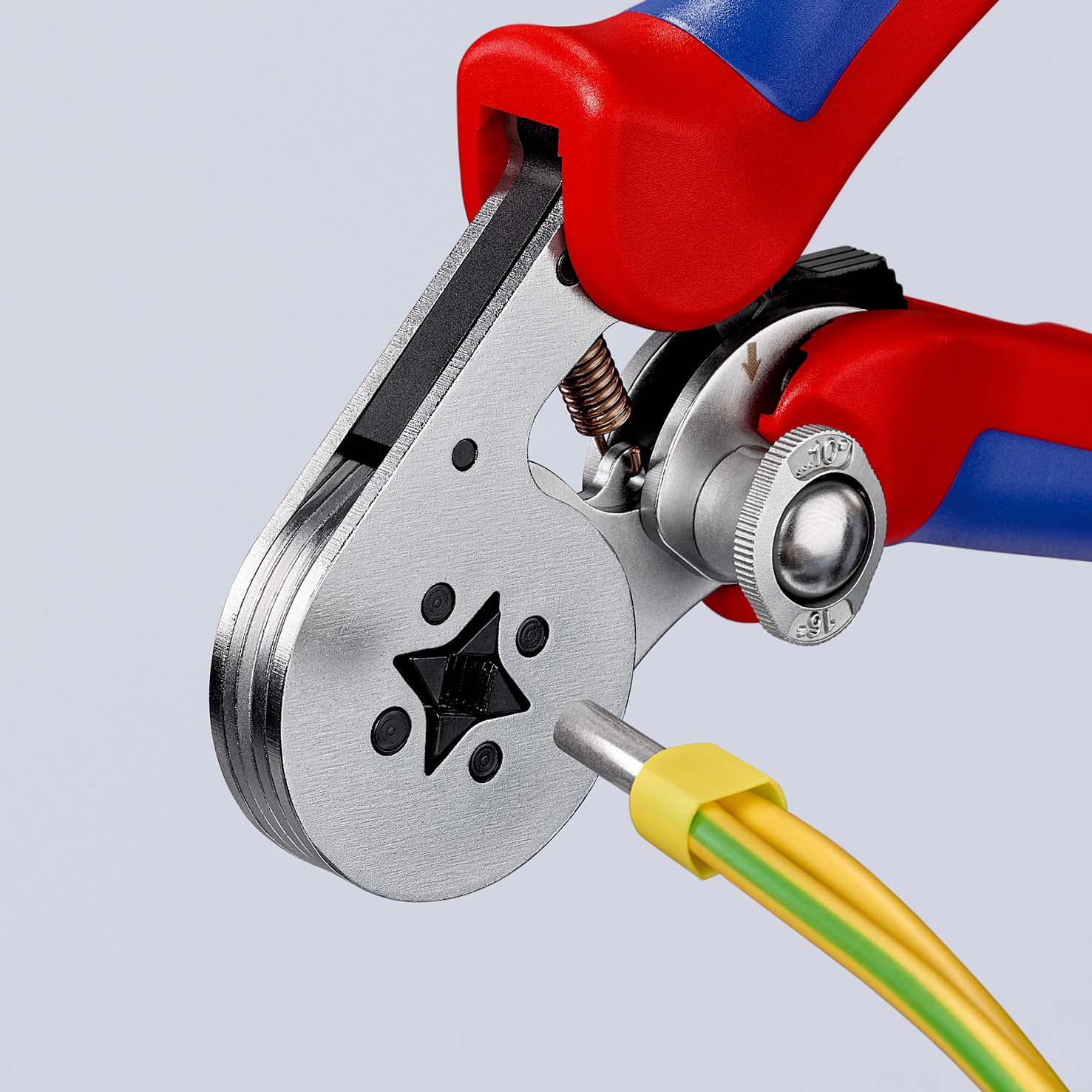 Пресс-клещи для контактных гильз DIN 46228 1+4 0.08-10 + 16 мм? 2?6 мм? обжим квадрат боковые 1 гнездо длина 180 мм хром KN-975504