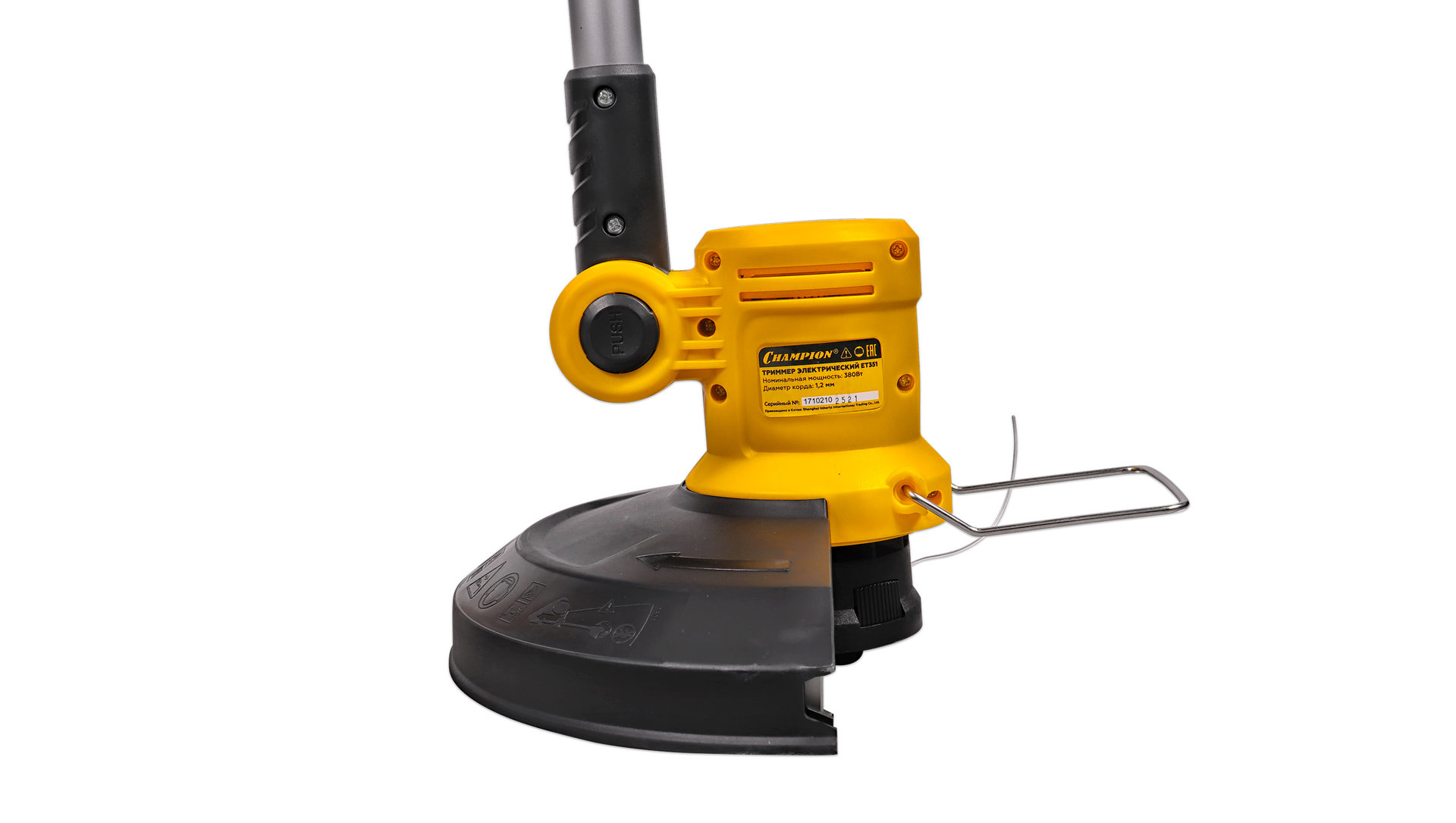 Триммер электрический CHAMPION ET351 (телескоп.прям.380Вт 1,48кг нижний двигатель, корд 1,2мм) (ET351)