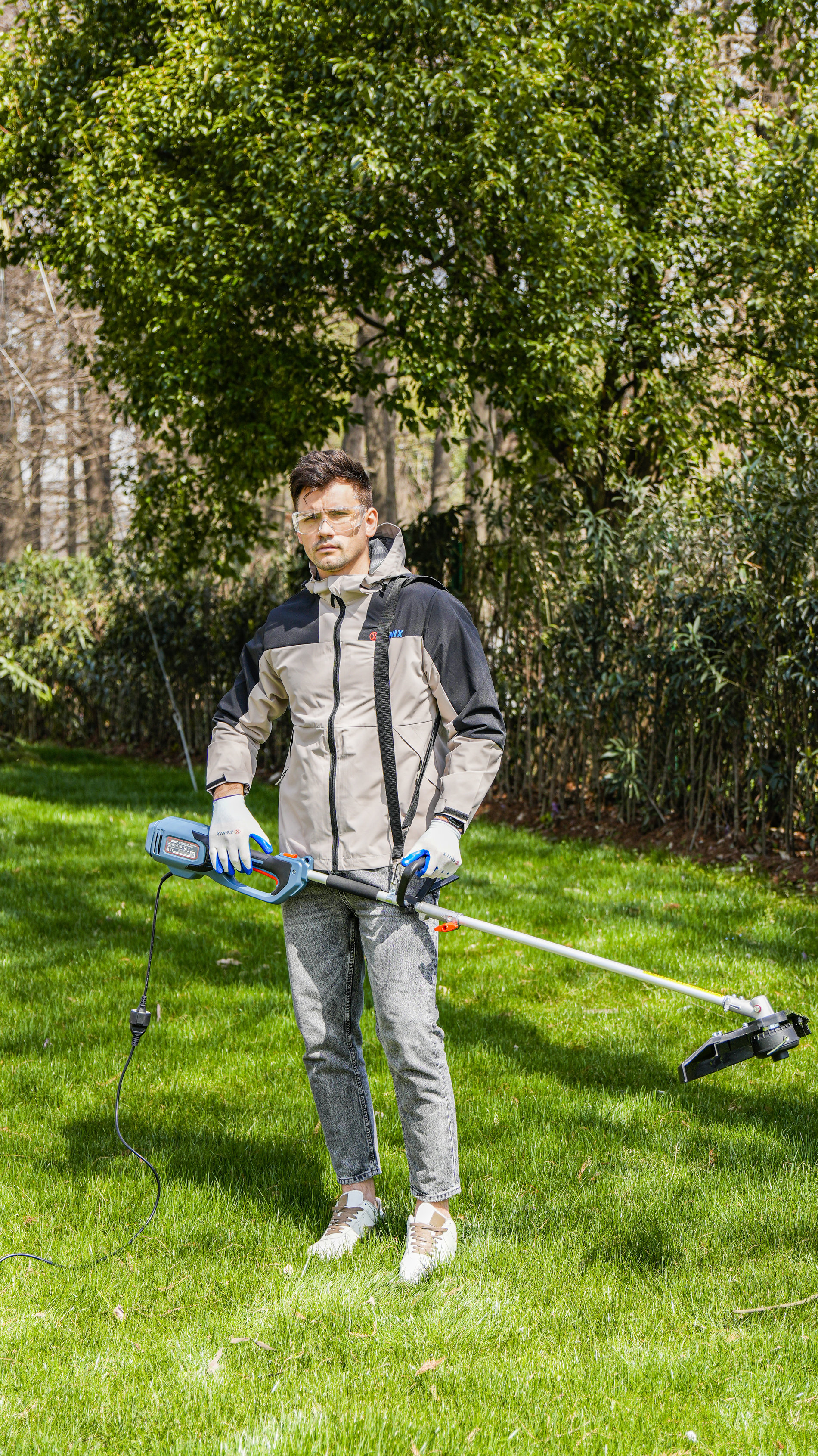 Триммер сетевой, 1200 Вт, 34 см (леска), 23 см (нож), D-рукоятка