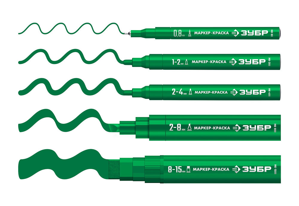 Маркер-краска МК-1500 зеленый, 8-15 мм ЗУБР 06329-4
