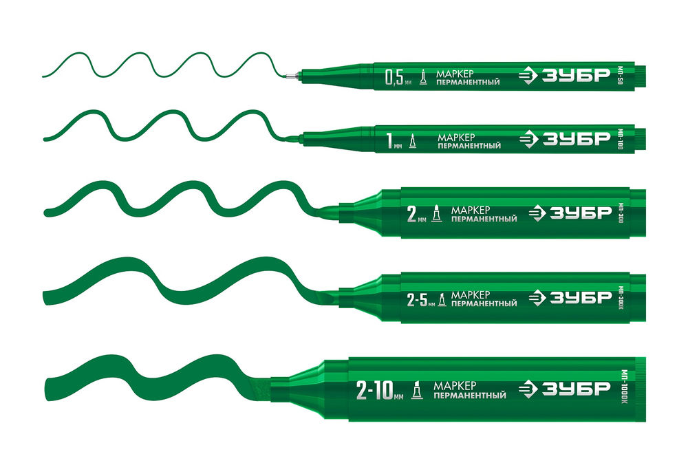 Перманентный маркер МП-50 зеленый, 0.5 мм ЗУБР 06321-4