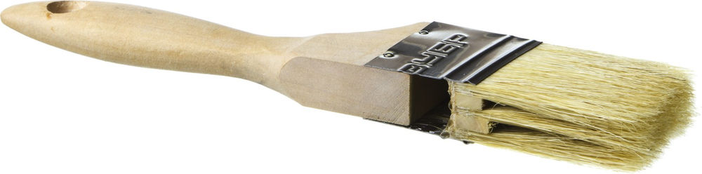 Кисть плоская 75 мм, 3, светлая натуральная щетина, деревянная ручка, все виды ЛКМ ЗУБР УНИВЕРСАЛ 01005-075