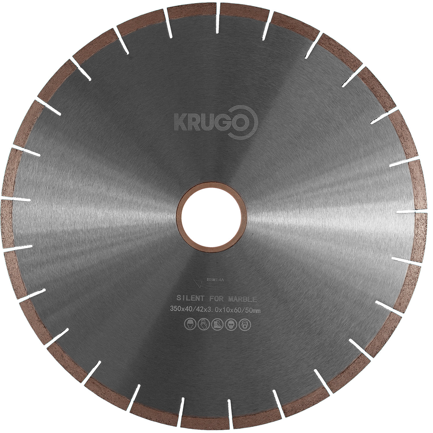 Диск алмазный сегментный по мрамору,бесшумный 350 x 40/42 x 3,0 x 60 x 10mm KRUGO (BSM14A)