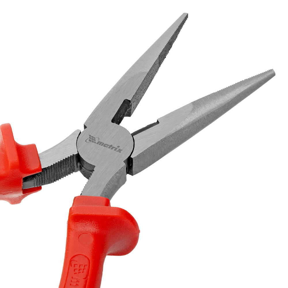 Длинногубцы прямые Econom, 200 мм, шлифованные, пластмассовые рукоятки Matrix (17194)