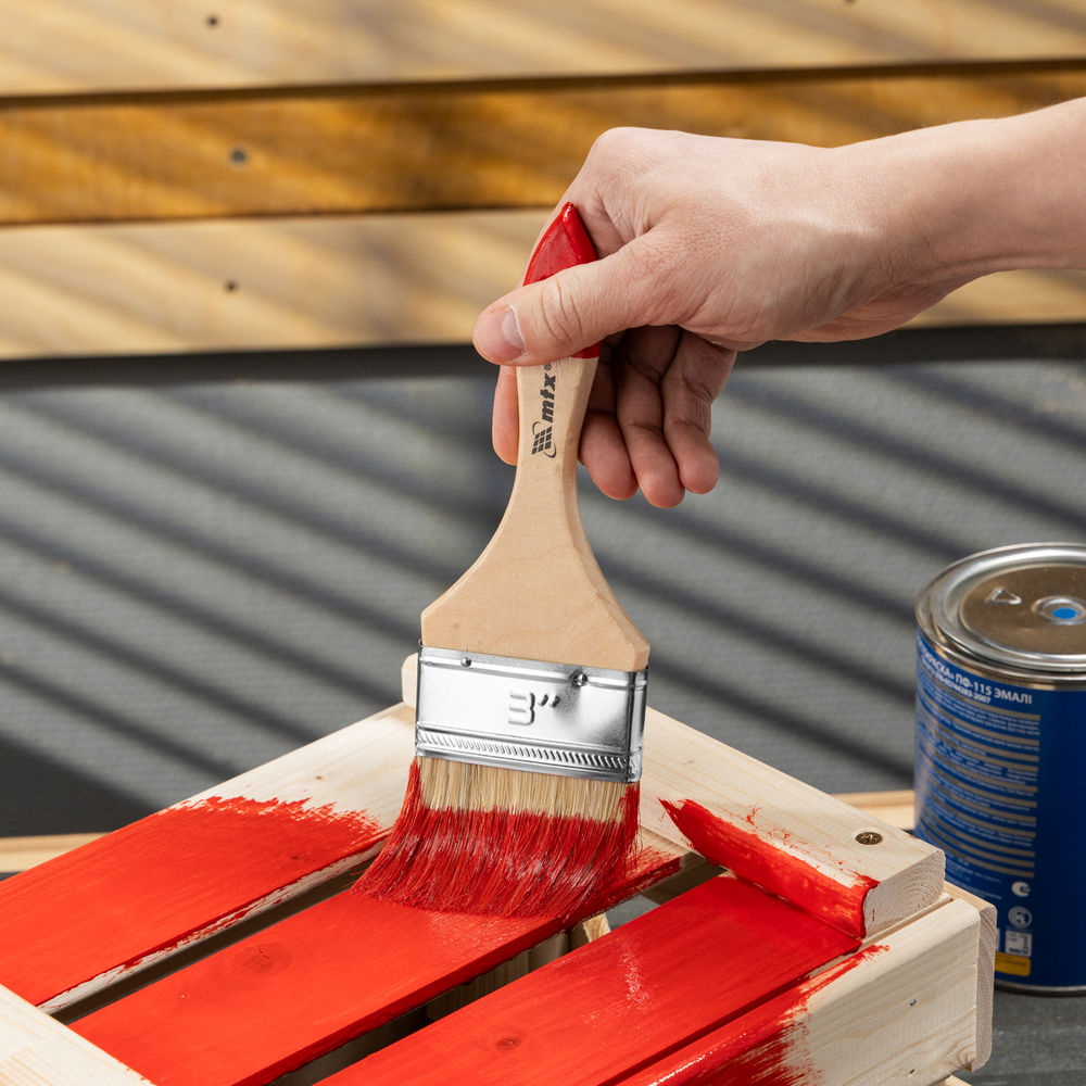 Кисть плоская Стандарт 3 (75 мм) натуральная щетина, деревянная ручка MTX (82540)