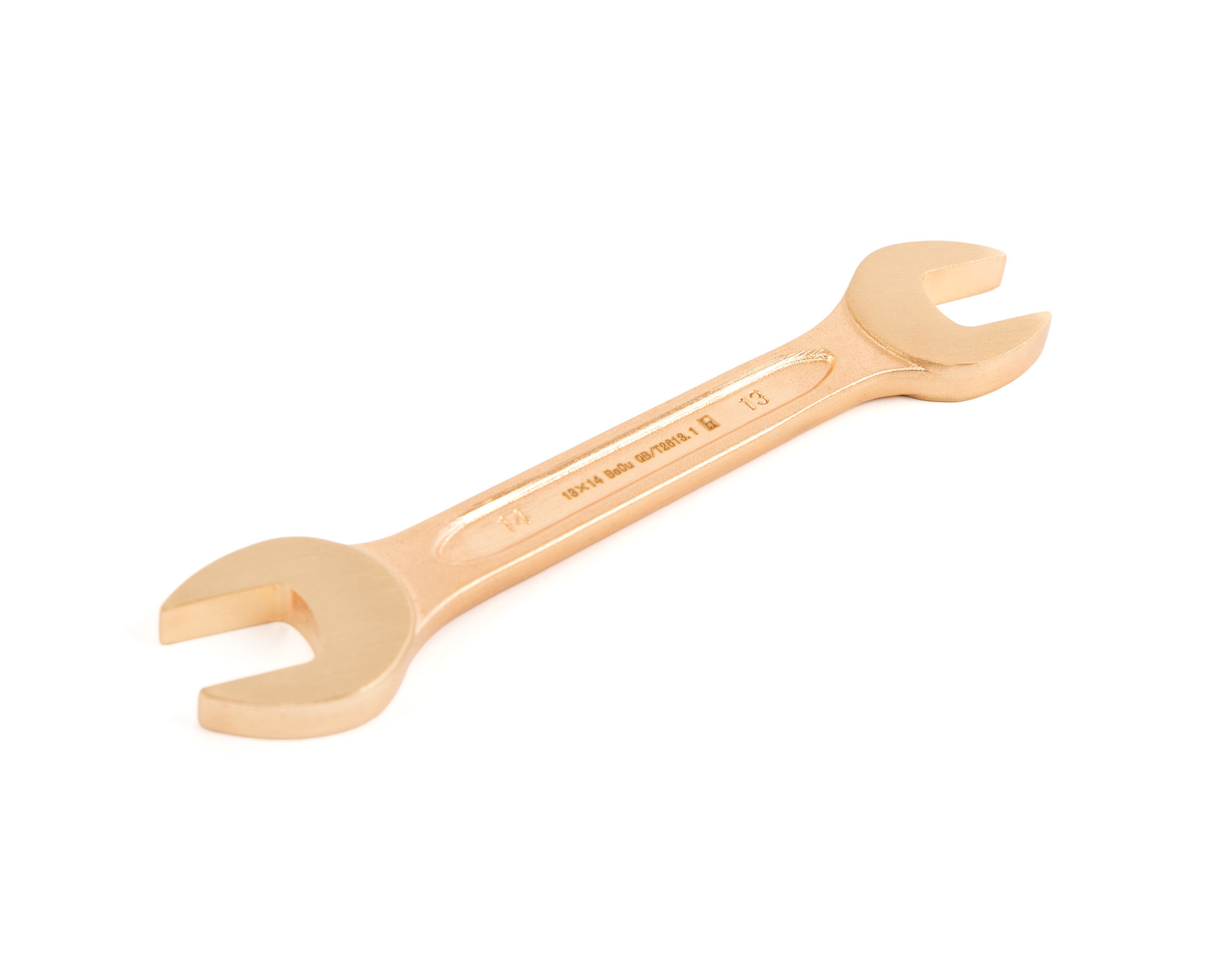 Ключ гаечный рожковый двусторонний 13х14 искробезопасный сплав BeCu 146-1314, HORTZ