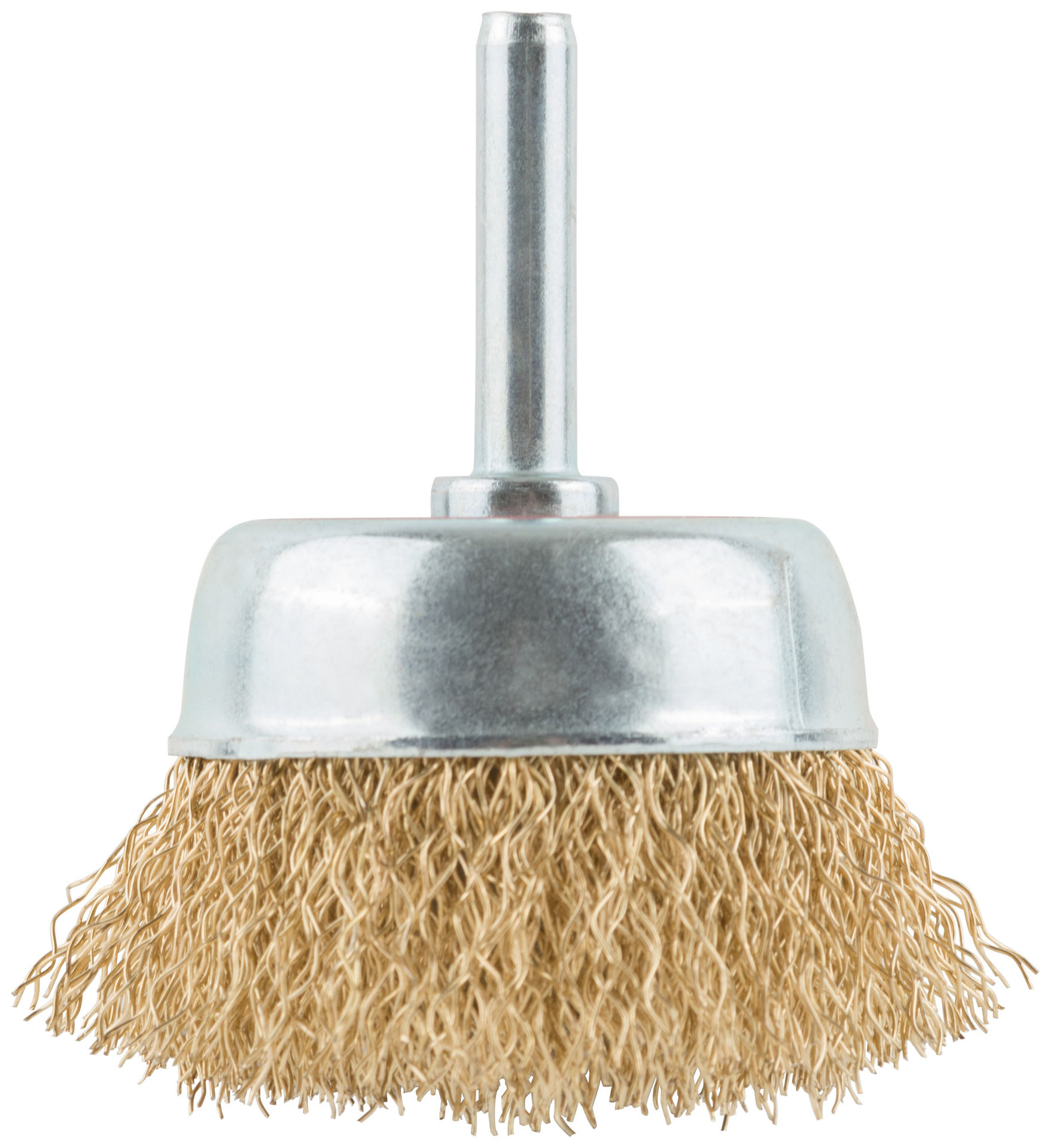 Корщетка чашечная, со шпилькой, стальная латунированная волнистая проволока 50 мм (38466)