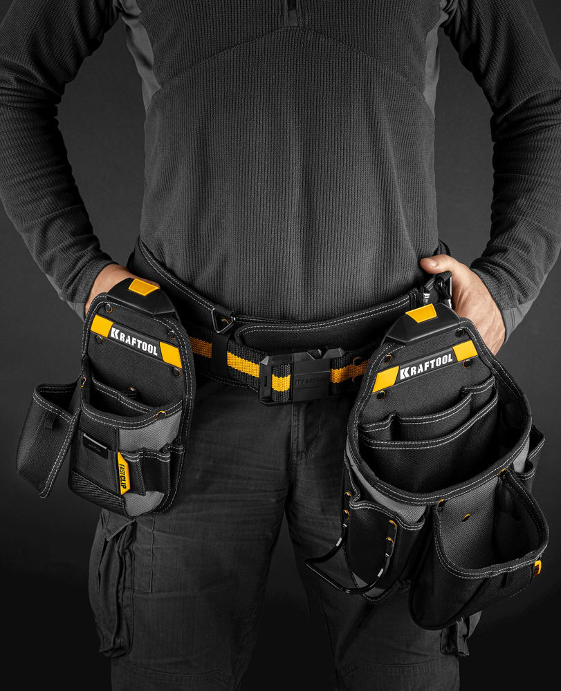 Пояс монтажника в комплекте: пояс монтажника, большая сумка, малая сумка KBS-3 KRAFTOOL 38762