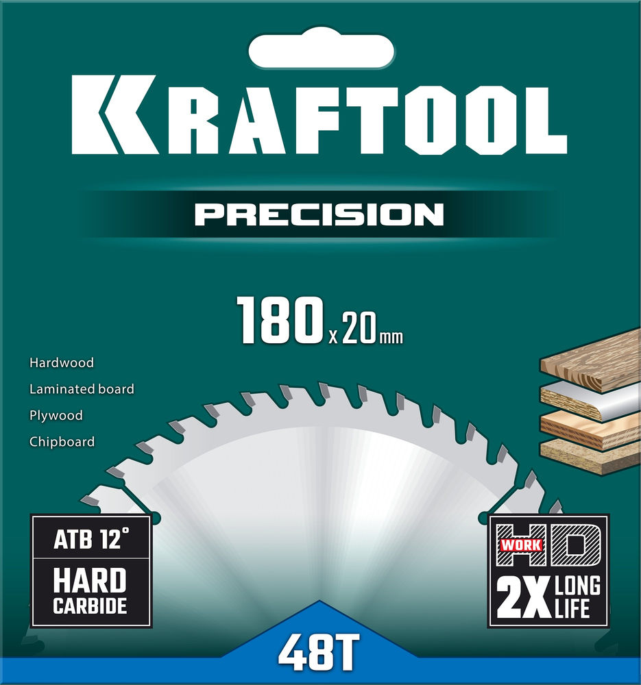 Пильный диск по дереву Precision, 180 х 20 мм, 48Т KRAFTOOL 36952-180-20