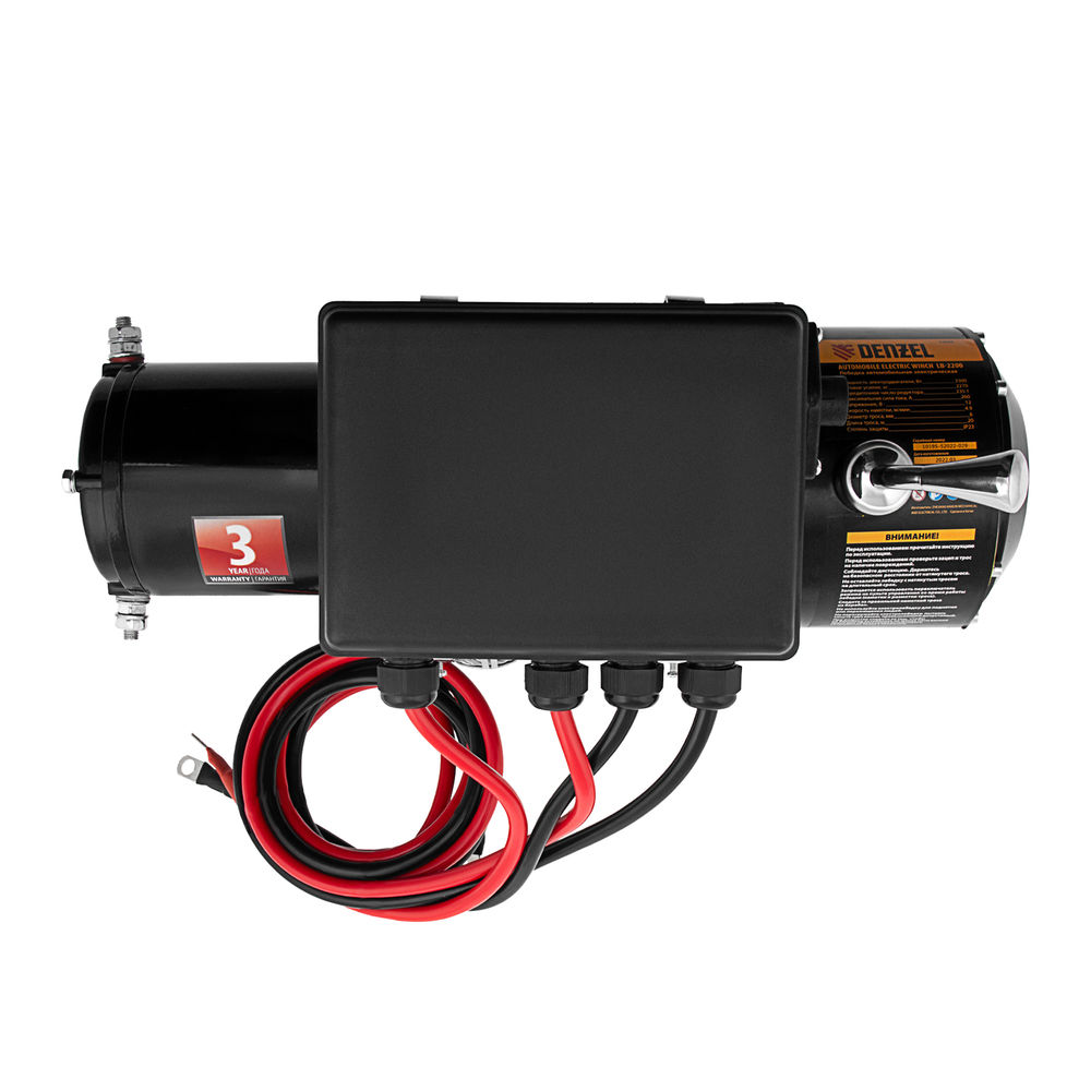 Лебедка автомобильная электрическая LB-2200, 2.2 т, 3.3 кВт, 12 В Denzel (52022)