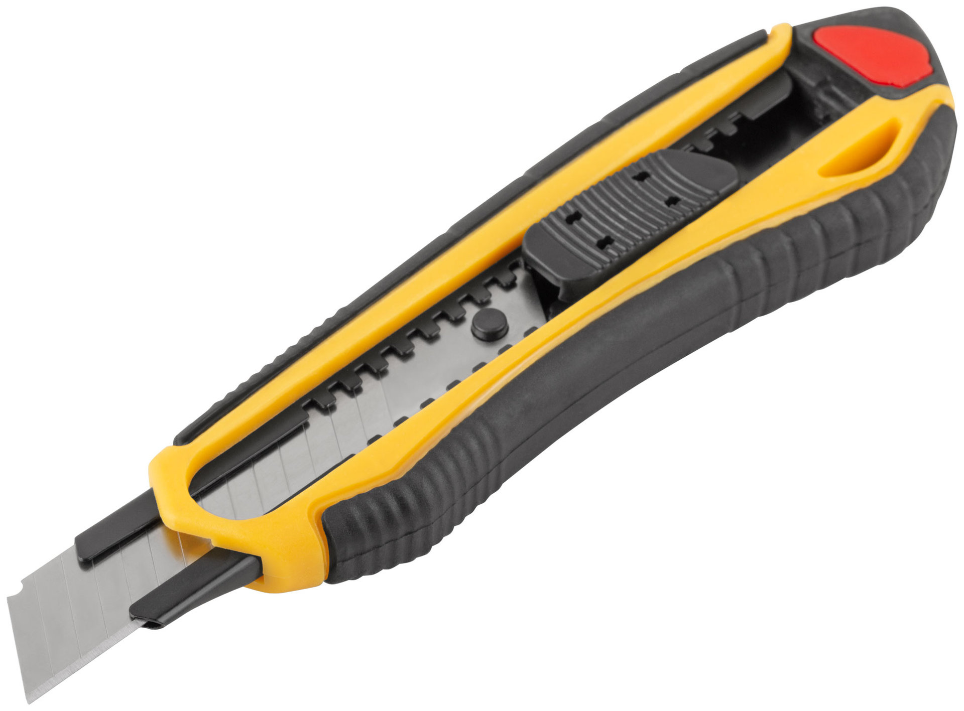 Нож технический 18 мм усиленный прорезиненный, 2-х сторонняя автофиксация (10248)