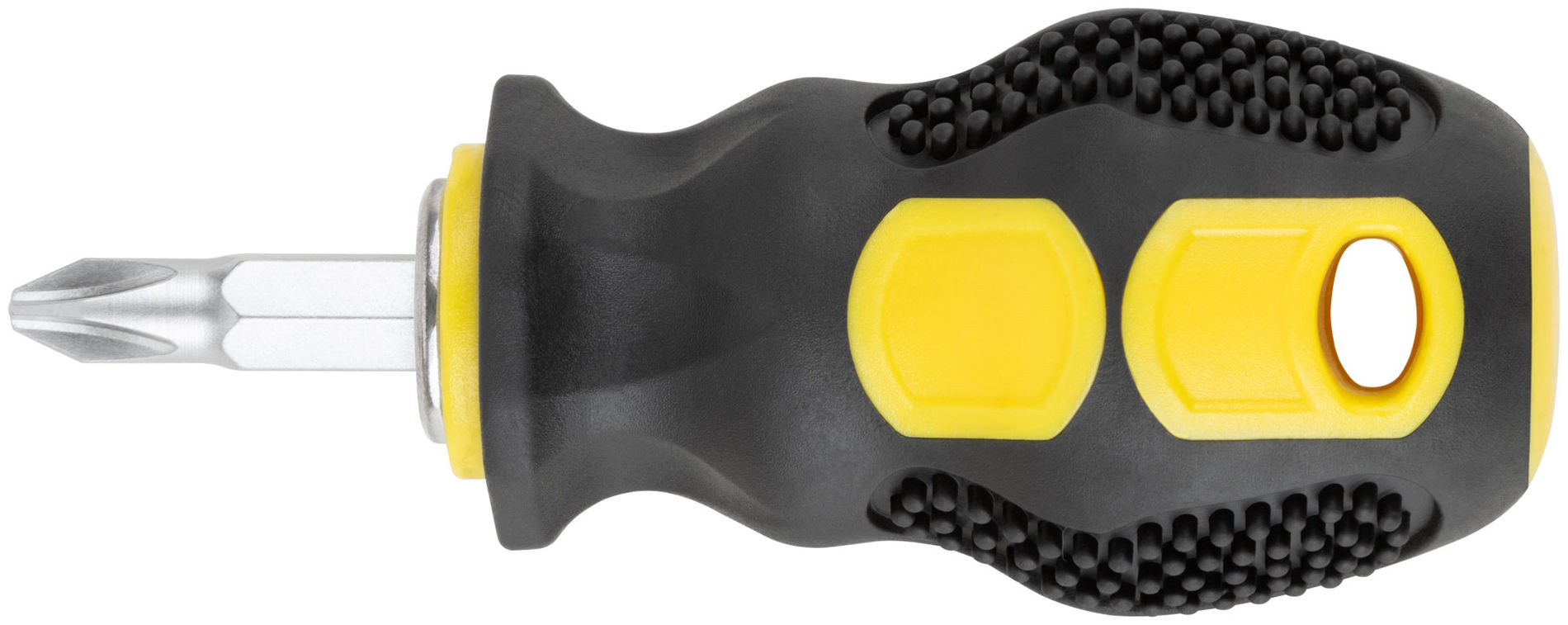 Отвертка c переставным жалом коротыш, CrV сталь, прорезиненная ручка 6х25 мм PH2/SL6, шоу-бокс (56225)