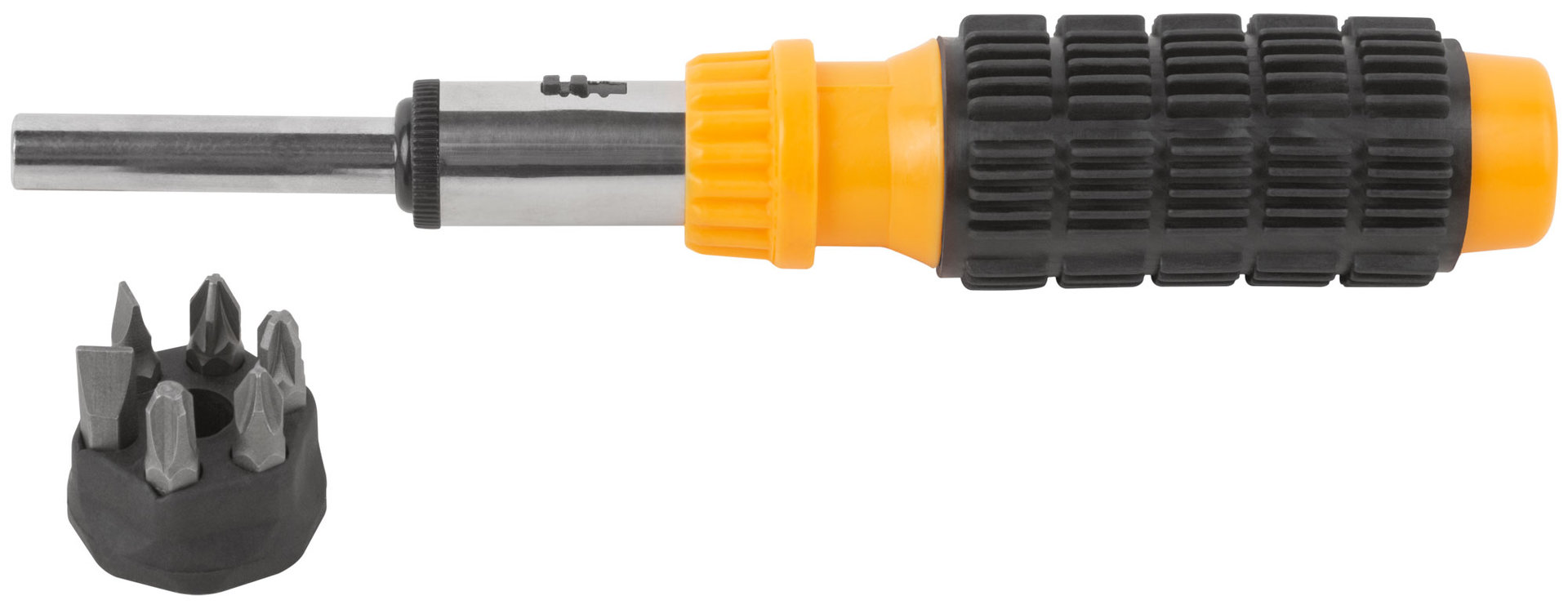 Отвертка реверсивная, 6 CrV бит, желтая ручка с антискользящей накладкой (56295)