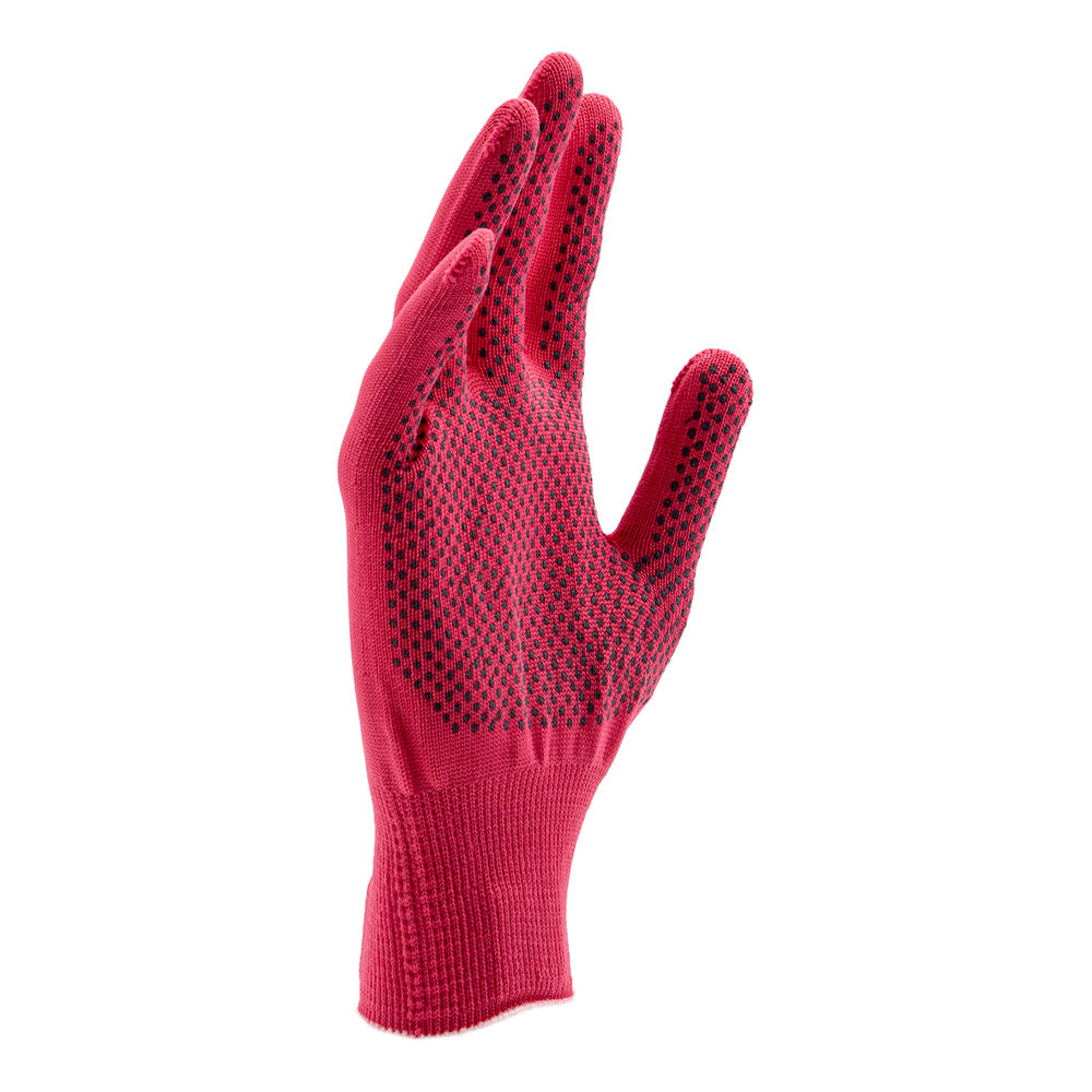 Перчатки Нейлон, ПВХ точка, 13 класс, цвет розовая фуксия, L (67826)