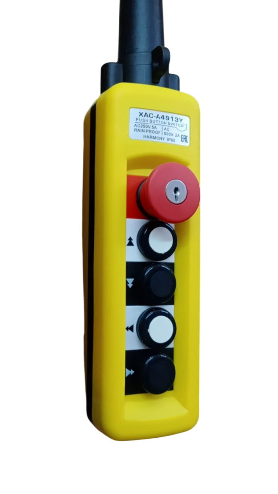 Пульт управления XAC-A4913Y для тали (4 кнопки, 2 скорости, ключ-марка, стоп, IP65, 380В) (1044631)