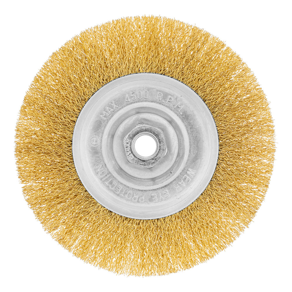 Щетка для УШМ, 150 мм, М14, плоская, латунированная витая проволока Matrix (74652)