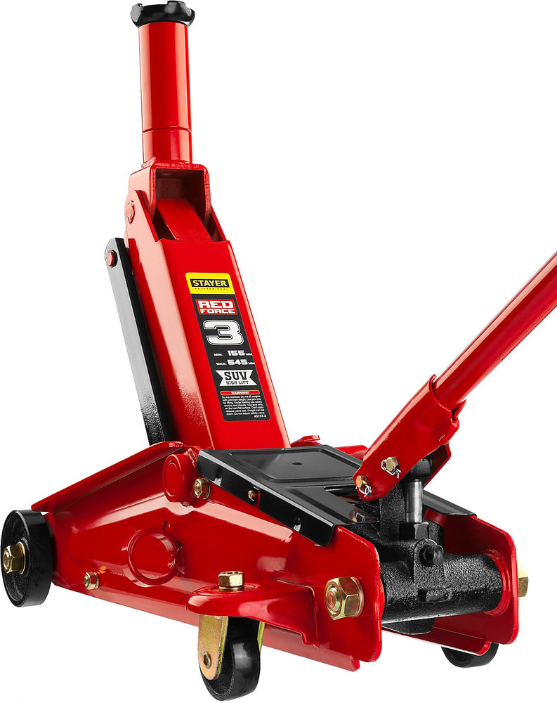 Домкрат подкатной 3 т, 155 - 545 мм с высоким подъемом R-55 RED FORCE Professional STAYER 43157-3