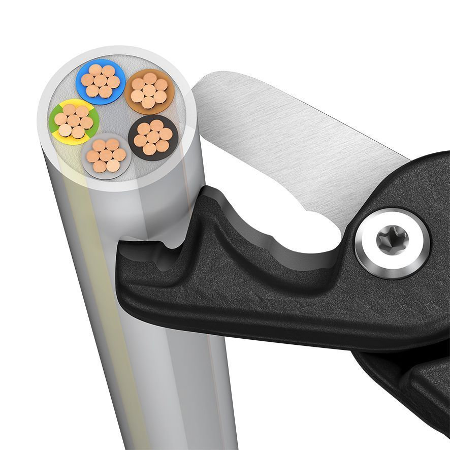 StepCut XL Кабелерез, ступенчатый рез, O 23 мм (120 мм?), длина 225 мм, фосфатированный, обливные ручки (KN-9511225)