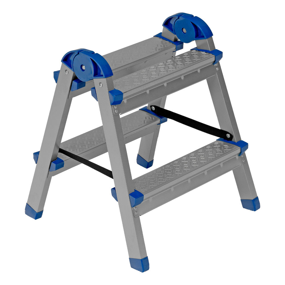 Стремянка двухсторонняя 2 ступени, сталь профиль, стальные ступени, Россия Сибртех (97982)