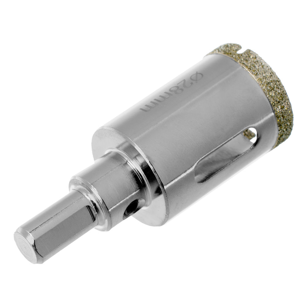 Сверло алмазное по керамограниту, 28 х 67 мм, трехгранный хвостовик Matrix (726283)