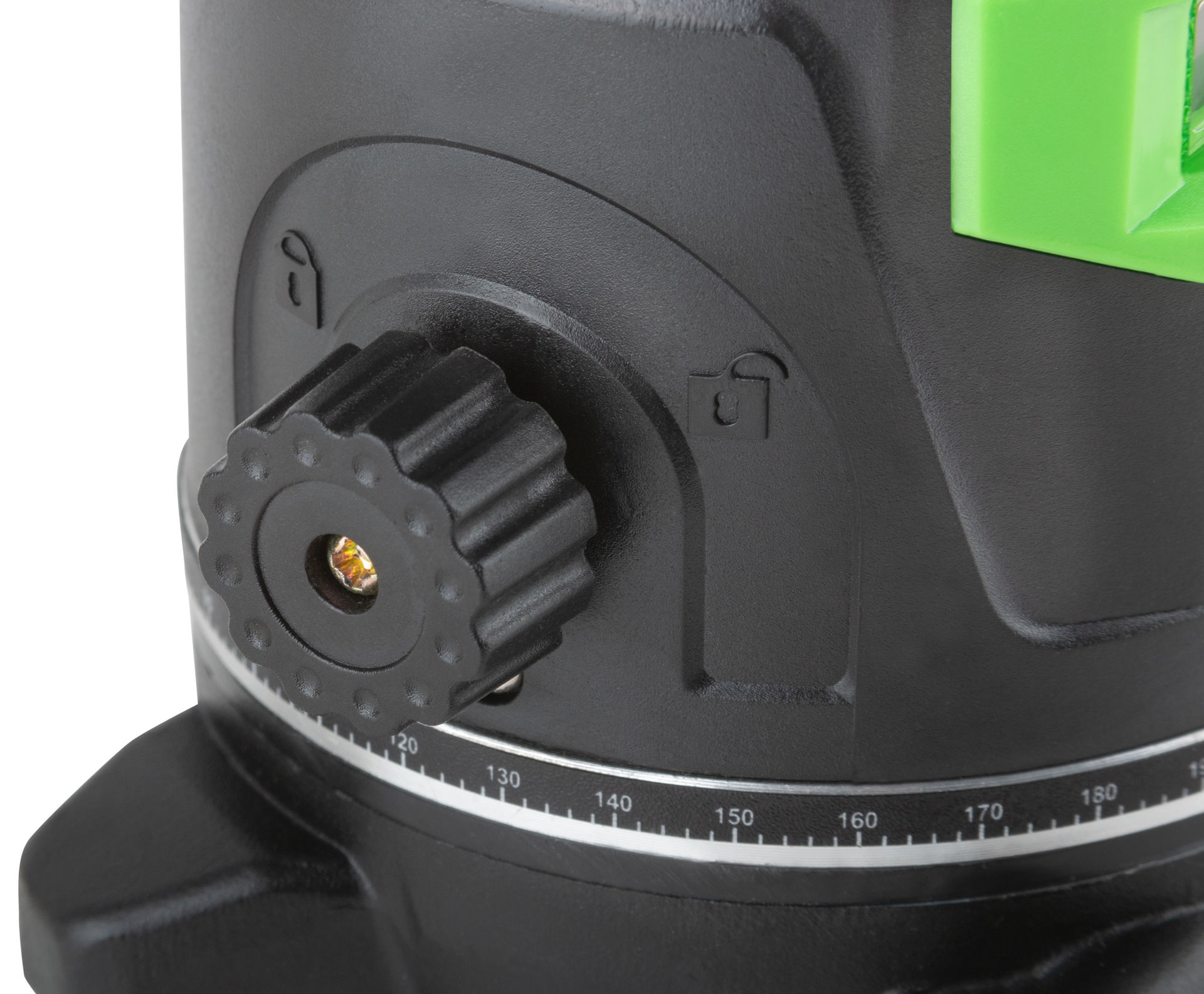 Уровень лазерный самоуспокаивающийся, зеленые лучи, крест, диапазон 10 м, Li-Ion аккум., 2 уровня яркости, без треноги, коробка (18633)