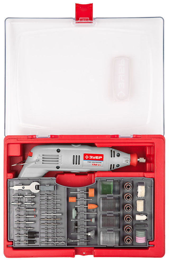 Набор мини-насадок с гравером 176 предметов, 130 Вт ЗУБР ЗГ-130ЭК H176