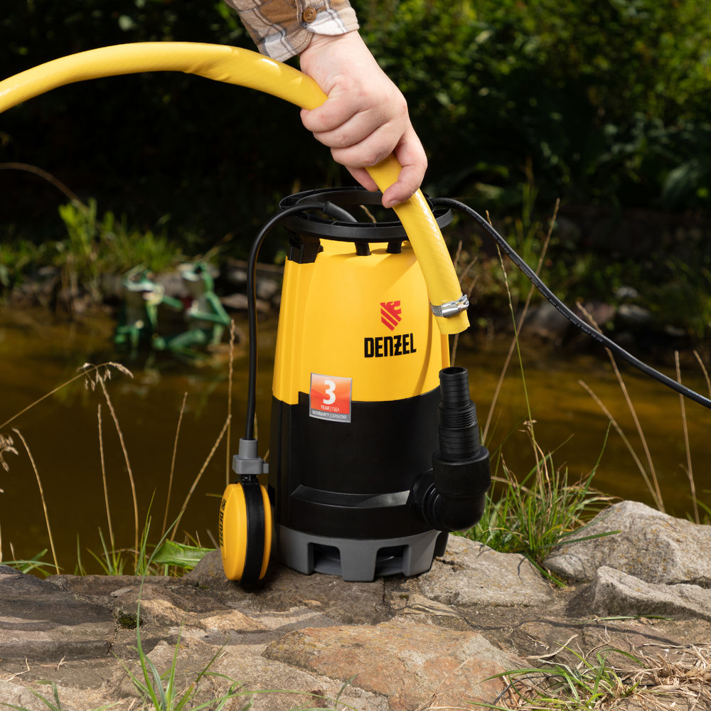 Дренажный насос для чистой и грязной воды DP900S, 900 Вт, напор 9 м, 18000 л/ч Denzel (97269)