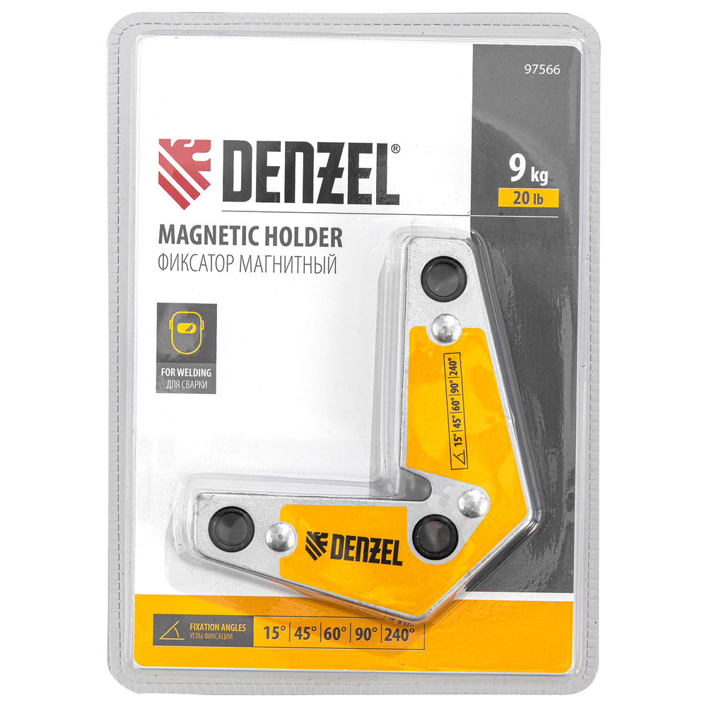 Фиксатор магнитный для сварочных работ усилие 25 LB, 30х45х60х75х90х135 град. Denzel (97566)