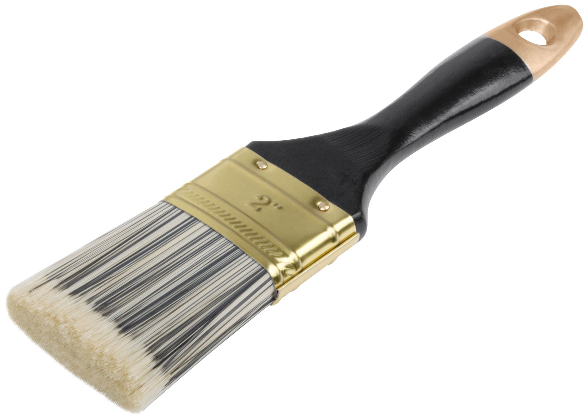 Кисть флейцевая Стайл, искусственная черно-белая щетина, деревянная ручка 2 (50 мм) (01185)