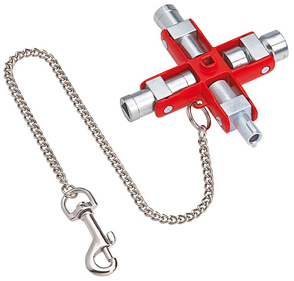 Ключ крестовой 4-лучевой универсальный для стандартных шкафов, оцинкованный, 90 мм (KN-001106)