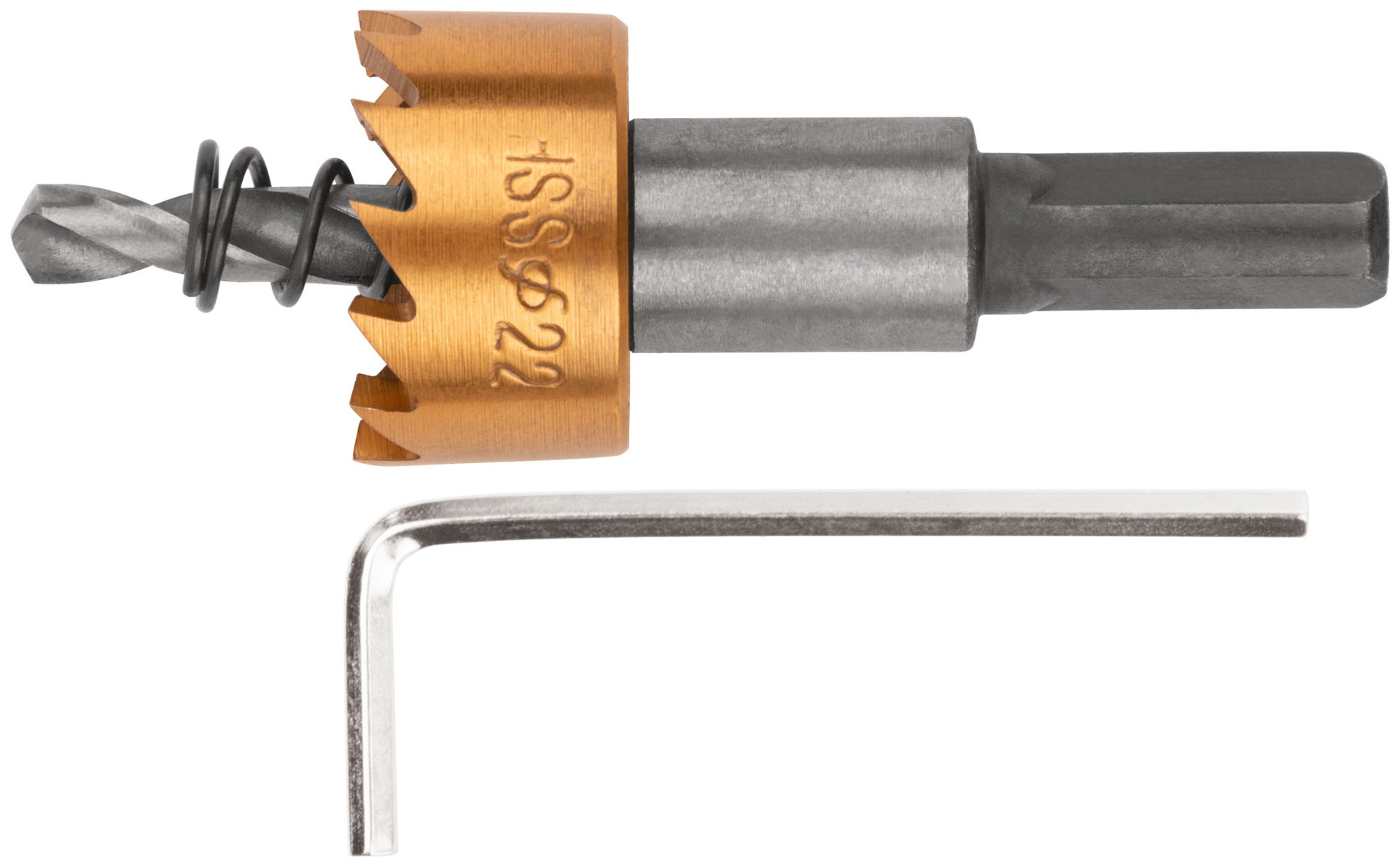 Коронка кольцевая по металлу, HSS сталь, титановое покрытие 22 мм (36862)