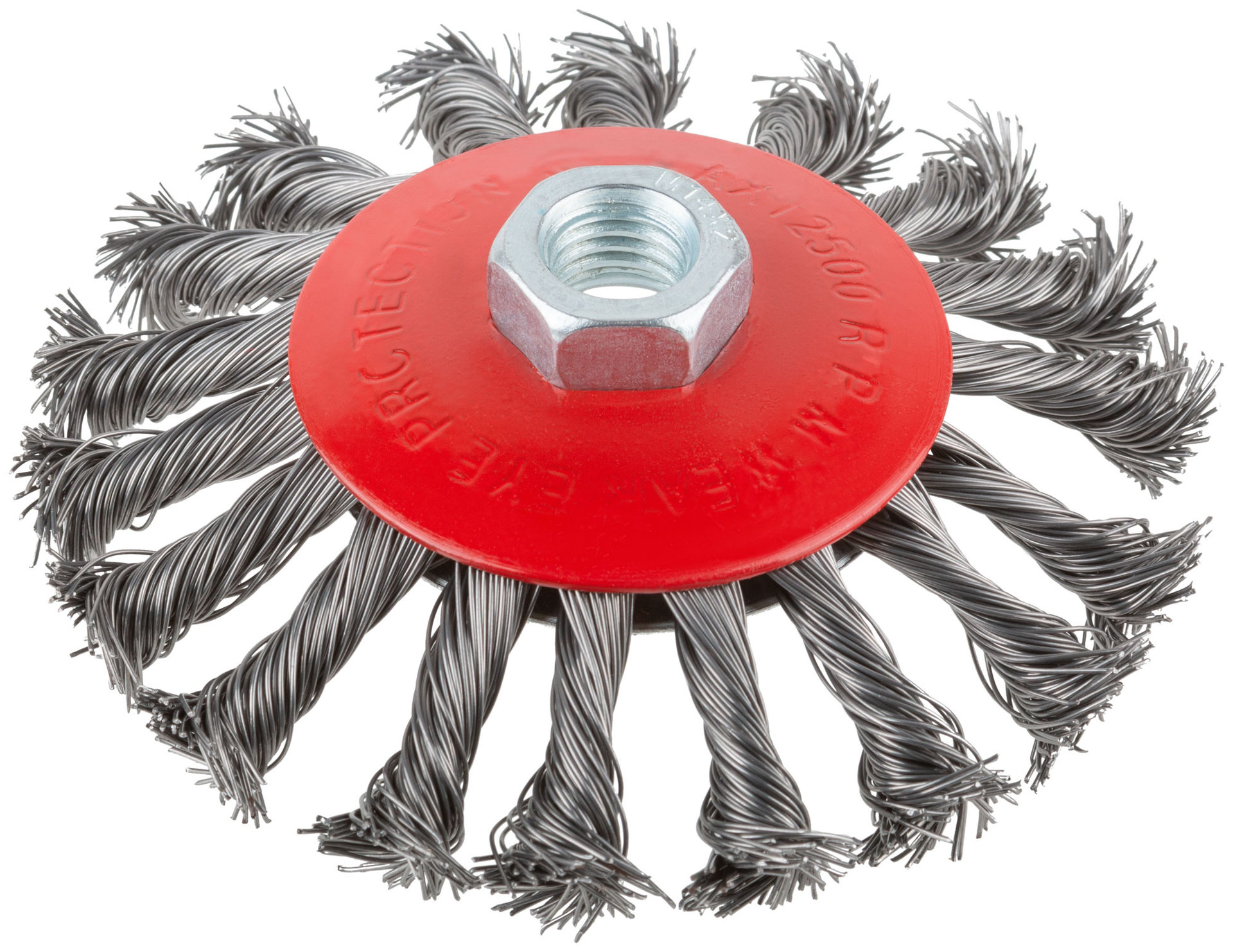 Корщетка-колесо с наклоном, гайка М14, стальная витая проволока 115 мм (39034)