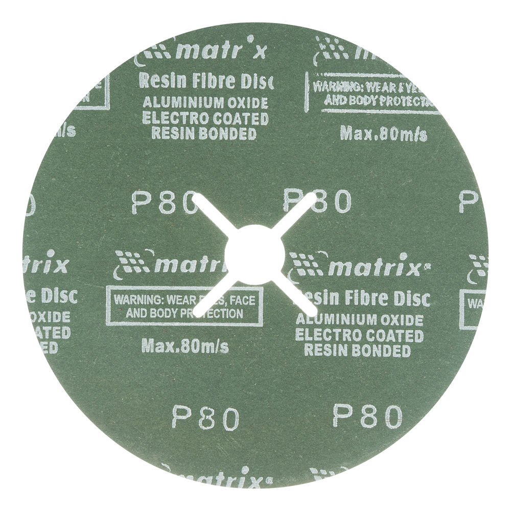 Круги фибровые 5 шт, Р 80, 180 х 22 mm Matrix (73922)