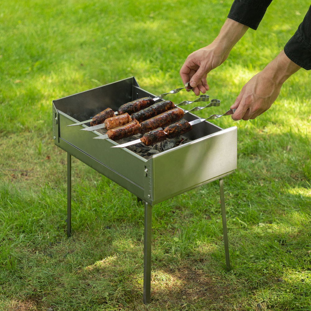 Мангал-дипломат в сумке 410 x 280 x 125, 1.5 мм, 6 шампуров в комплекте, Camping Palisad (69538)