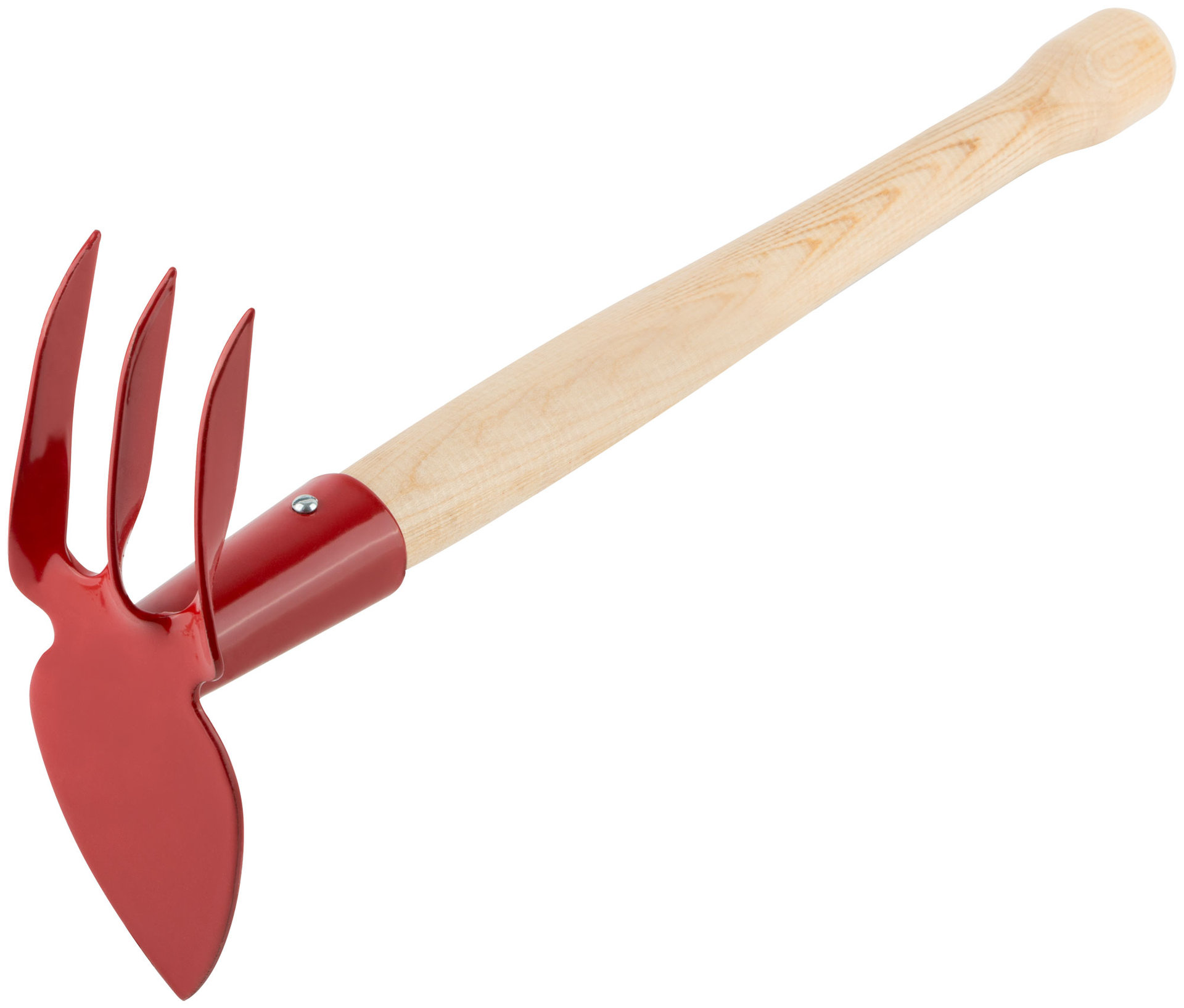 Мотыжка комбинированная с деревянной ручкой, 3 витых зуба, профиль лепесток (76813)