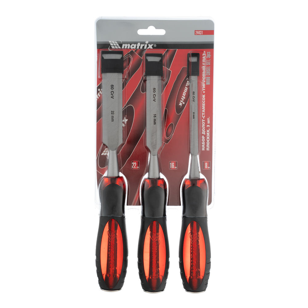 Набор долот-стамесок плоских Тигровый глаз, 3 шт, 8-16-22 мм Matrix