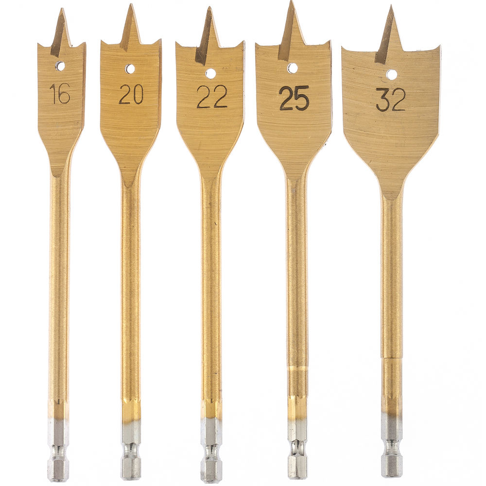 Набор сверл перовых по дереву, 16-20-22-25-32 мм, 5 шт, пластиковый кейс, Matrix (70443)