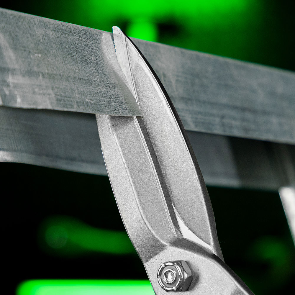 Ножницы по металлу, удлиненные, 285 мм, пряморежущие, двухкомпонентные обрезиненные рукоятки Сибртех (78339)