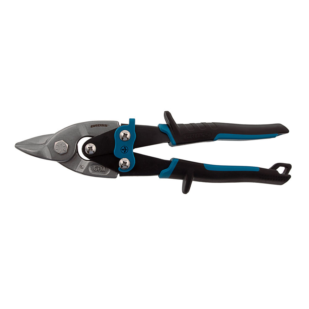 Ножницы по металлу Piranha, 230 мм, прямой усиленный рез (Bulldog) сталь СrMo, двухкомпонентная рукоятка-ки Gross