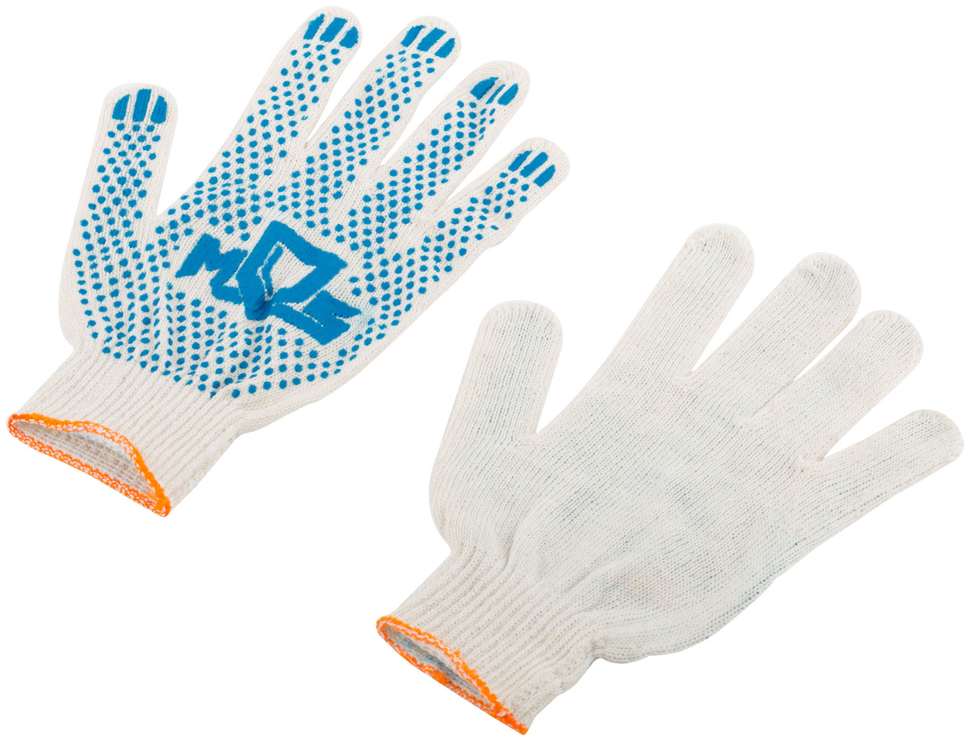 Перчатки вязаные (3 нити), х/б, с ПВХ, 10 класс вязки (12485)