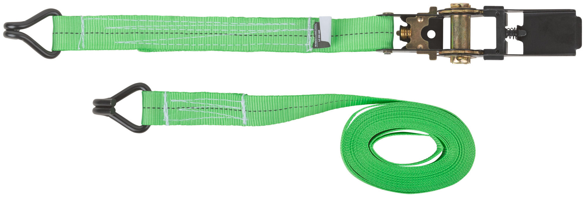 Ремень для крепления груза, храповый механизм 110 мм, полиэфирная лента 25 мм x 5 м, 800 / 1600 кг (64923)