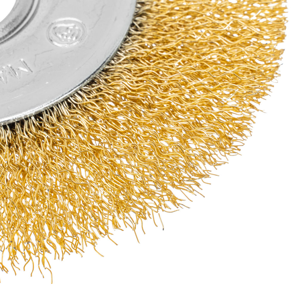 Щетка для УШМ, 125 мм, посадка 22.2 мм, плоская, латунированная витая проволока Matrix (74656)