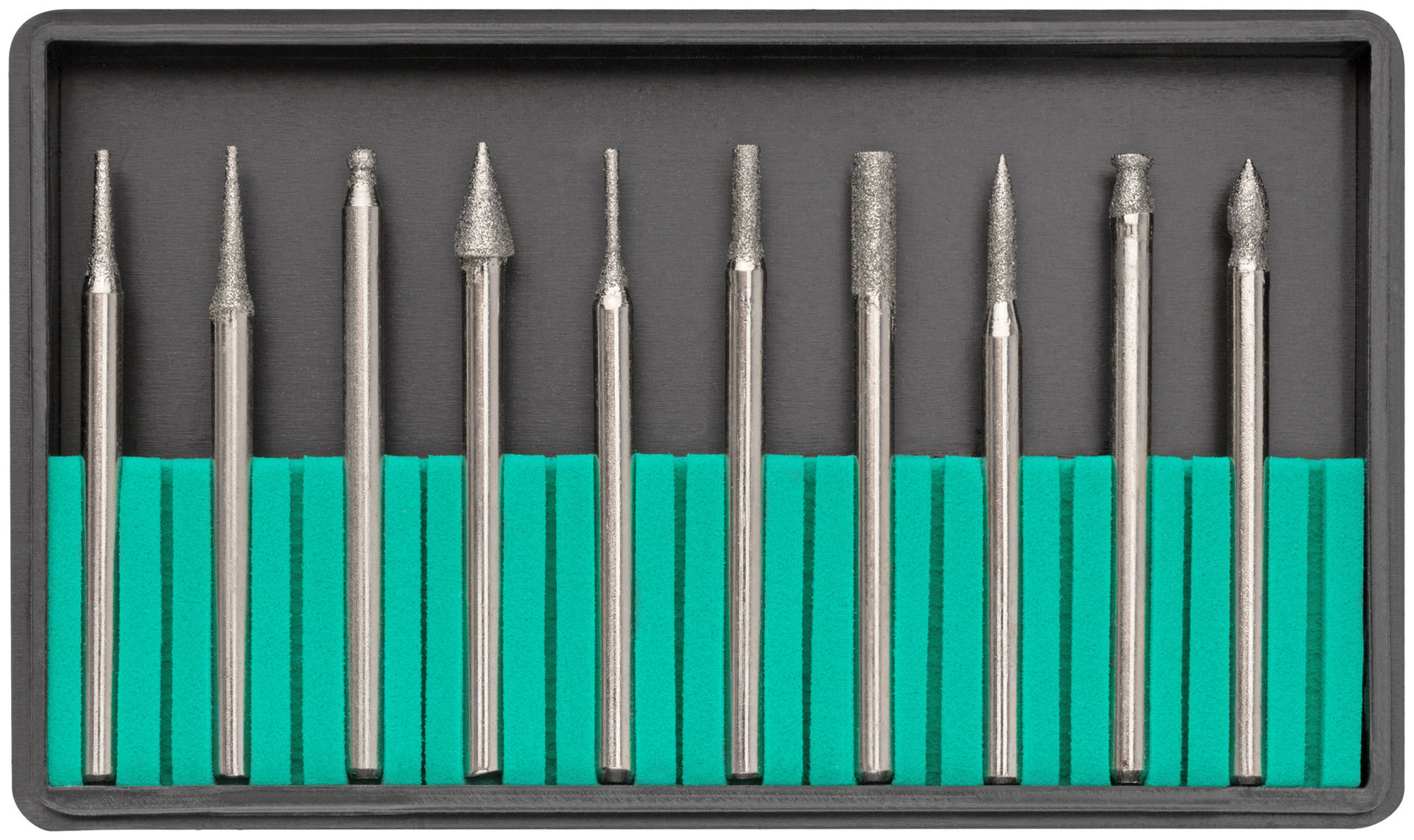 Шарошки, усиленная сталь с алмазным напылением, штифт диам. 3 мм, 10 шт. (36484)