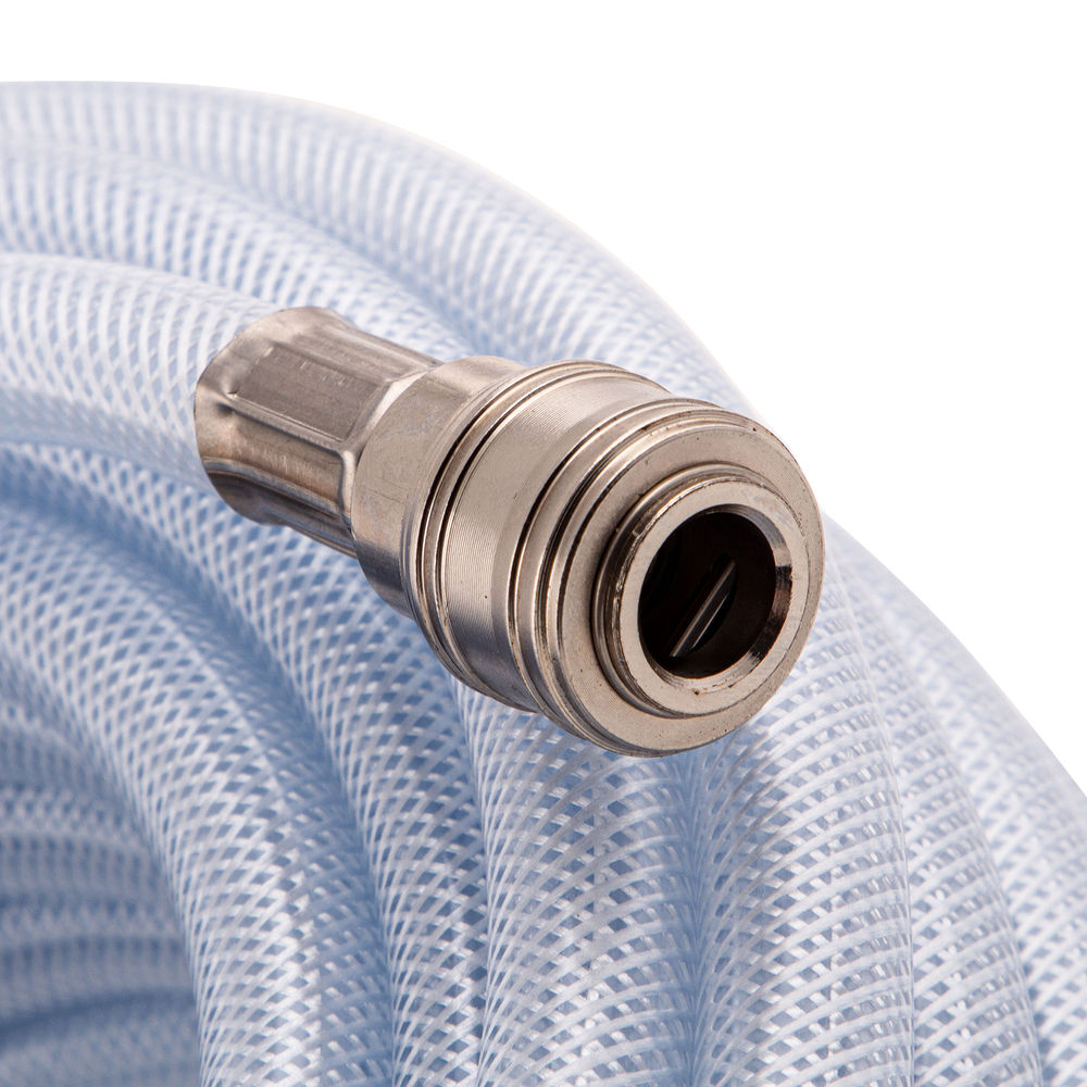 Шланг пневматический ПВХ, 10 x 16 мм, 18 бар, армированный, прозрачный, быстросъемное соединение, 30 м Stels (57027)