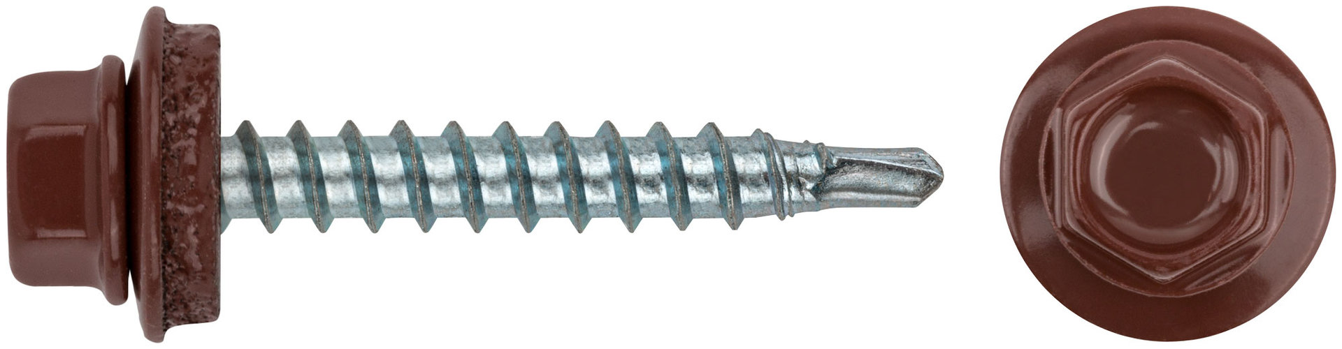 Шурупы кровельные со сверлом 4.8 х 32, бордовый RAL-3009 100шт. Фасовка (23562-0)