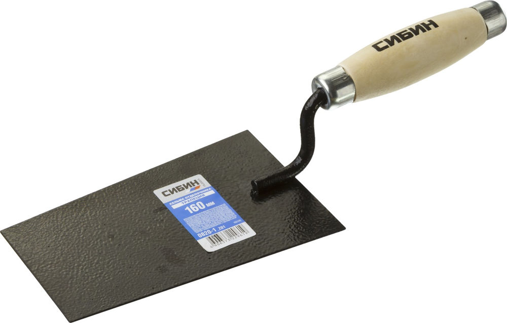 Кельма отделочника 175 х 110 х 90 мм, стальная, деревянная ручка СИБИН 0820-1_z01