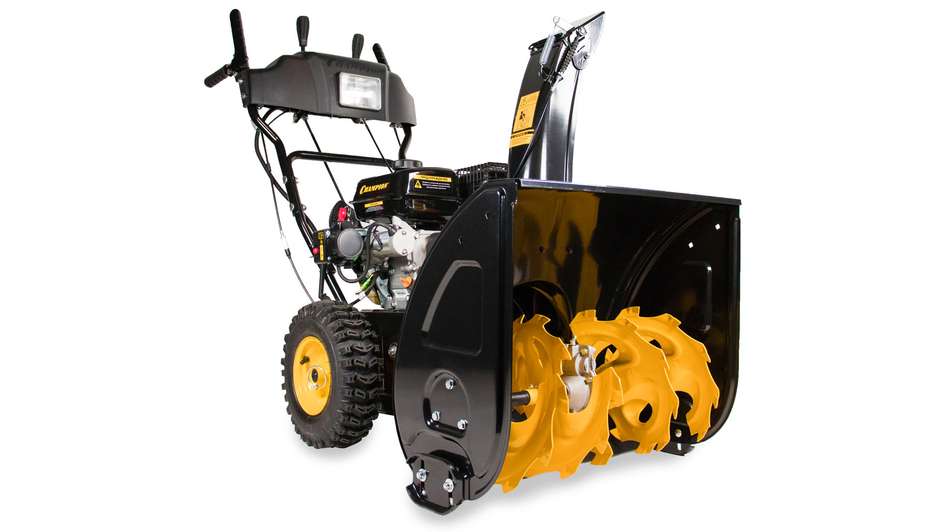 Снегоотбрасыватель CHAMPION ST762E (6,5лс 61см 6F/2R колеса 3,6л 80кг эл.стартер, фара) (ST762E)