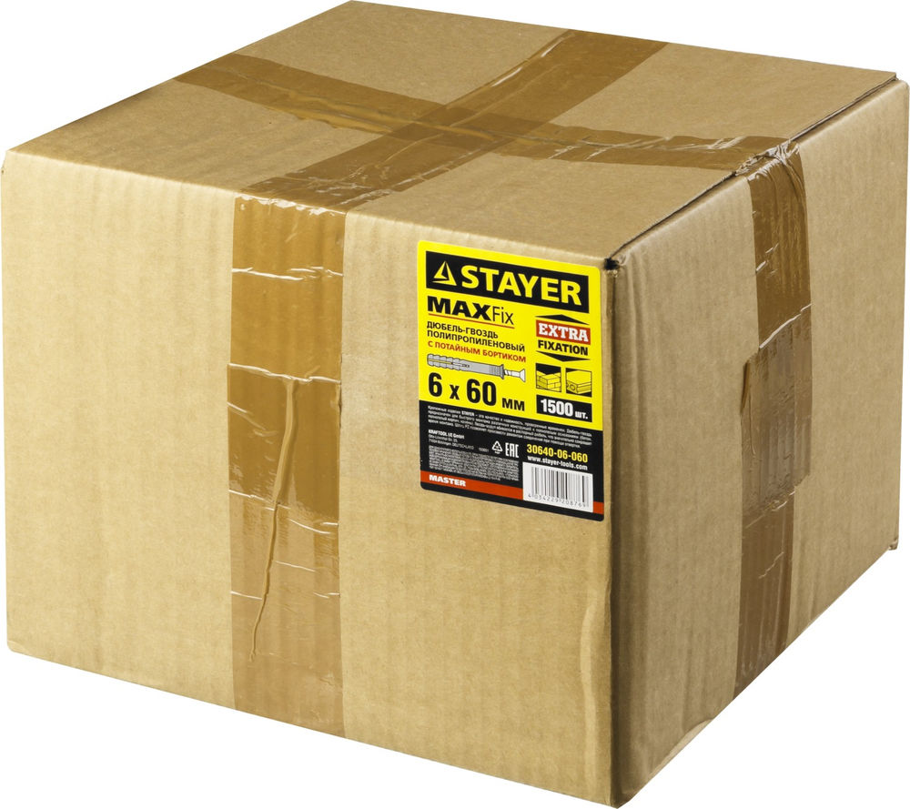 Дюбель-гвоздь 6 х 60 мм, потайной бортик, 1500 шт STAYER 30640-06-060